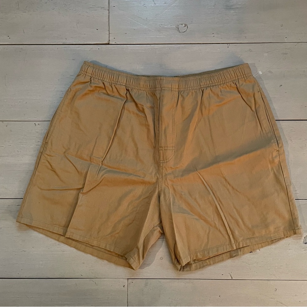 Pierre Cardin Men's Khaki 100% Cotton Elastic Drawstring Walk Shorts Sz L NWOT